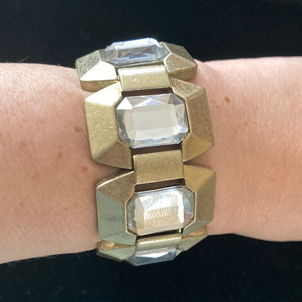 Gold with inlaid Rhinestone bracelet